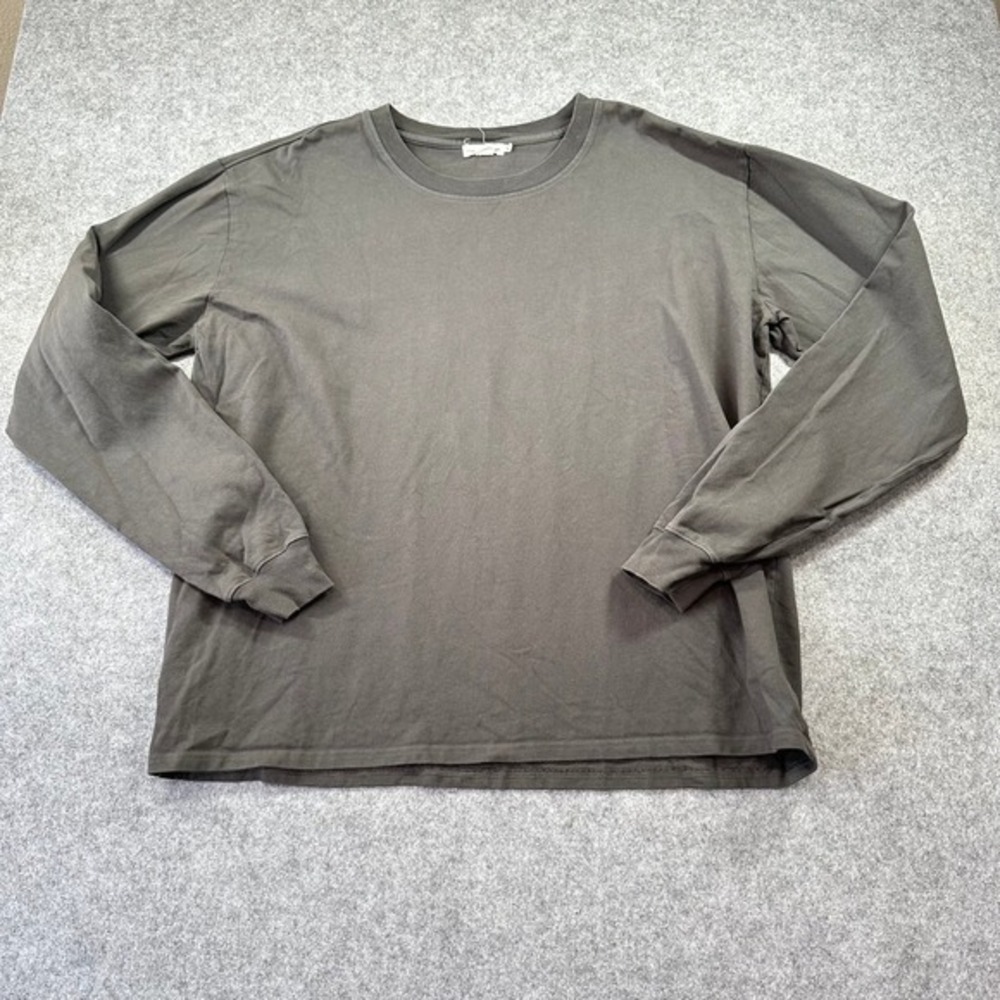 Good American Charcoal Grey Long Sleeve Cotton T-Shirt Size 3/4 L/XL Casual‎ Top